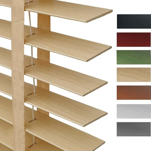 Listelli Da 5 Cm Tende Veneziana In Legno 30cm 45cm 60cm 75cm 90cm 100cm 105cm 120cm 135cm 150cm 160cm Persiane Oscuranti Privacy Oscuranti Isolamento Termico(Beige)