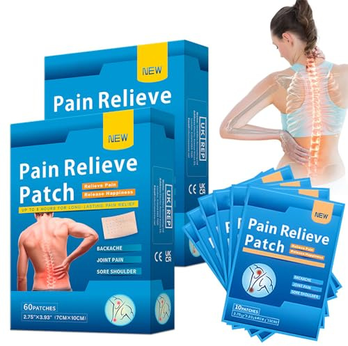 Rppiup Pain Relief Patches, 120 Pcs Deep Heat Patches, Herbal Pain Patches for 12 Hours Long-Lasting Chronic Pain, Knee Pain Relief Patches, Knee Patches for Pain Relief Neck Muscle Shoulders Joint