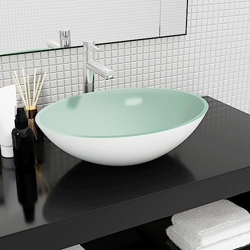 Snsowed Lavandino in Vetro 50x37x14 cm Bianco,Lavandino,Lavandino Bagno,Lavandino in Vetro,Attrezzature per Bagni-345255