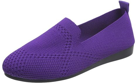 Generisch Ballerinas Women's Comfortable Slip On Ballerina Shoes Soft Ballet Shoes Sporty Dance Shoes Knitting Leisure Work Shoes Indoor Shoes Lightweight Walking Shoes Elegant Costume Shoes, purple