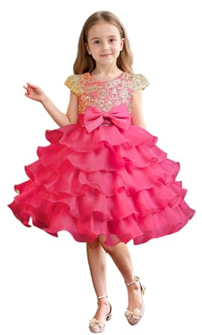Kelandoom Jupe Tulle Enfant De Danse À LED Robes Filles 14 Ans Noire Fille Costume Carnaval Déguisement Moelleux Doux Ballet Fête d'anniversaire Jupon pour 0-10T Bébé (Rose Vif,7-8 Ans)