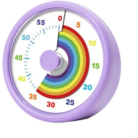 Timer visivo per bambini, conto alla rovescia di 60 minuti con design arcobaleno, sveglia silenziosa per aula, ufficio e cucina, facile da usare per la gestione del tempo (viola)