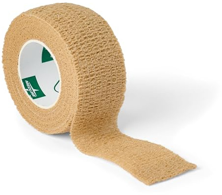 Medline Non-Sterile Latex Self Adherent Cohesive Bandages, Tan, 1 x 5 yds., (2.5 cm x 4.6 m), Pack of 30