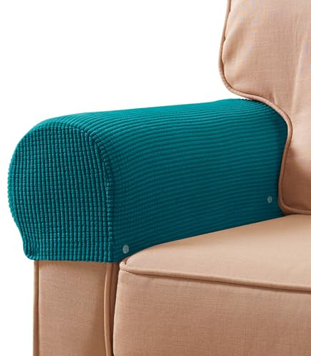 Subrtex Stretch Armrest Covers Spandex Arm Covers for Chairs Couch Sofa Armchair Slipcovers for Recliner Sofa with Twist Pins 2pcs (Blue)