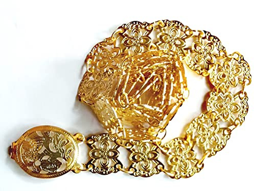 PunPund Belt Thai Gold Plate Vintage Women Thailand Costume Chud Thai Wedding Traditional Thai Sabai Chain Fashion Dress Dance Ram Thai Length 40-41 Inches 1 Piece