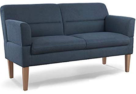CAVADORE 2,5-Sitzer Küchensofa Kira / Sitzbank für Küche, Esszimmer oder Wohnküche inkl. Armteilverstellung / Leichte Fleckenentfernung dank Soft Clean / 168 x 94 x 81 / Flachgewebe: Blau
