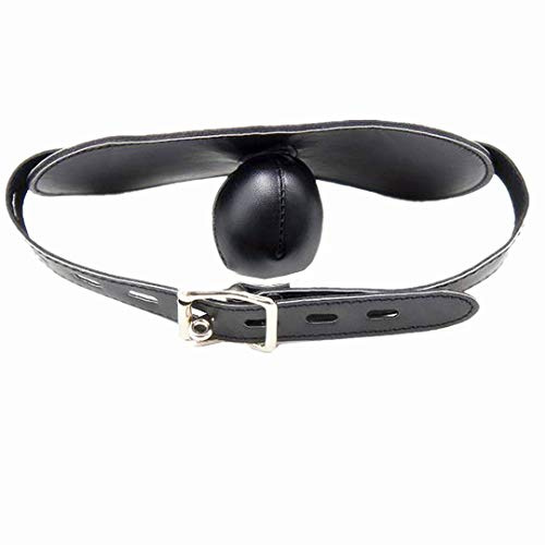 Adult SM Sex Gag Mouth Restraint with Ball Gag Sponge Leather Fetish Harness Bondage Faux Leather Role Games Flirting Sex Toy for Beginners Couple Gay (Black)