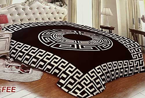 Bavary Medusa Tagesdecke Bettdecke 220 x 240 cm Coffe Bettüberwurf Beidseitig Bestickt Hochwertig 100 % Baumwolle Decke wiegt 4,5 Kilo Edel und Elegant im Versac Style, 2141