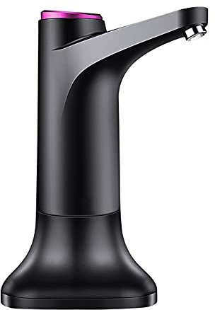 Smallterm Electric Water Bottle Pump with Base USB Water Dispenser Portable Automatic Water Pump Bucket Bottle Dispenser - Black
