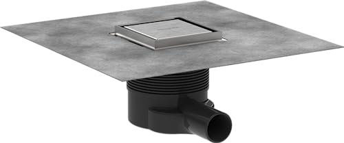 hansgrohe 56250800 RainDrain Brilliance 100/100 rückseitig befliesbar Edelstahl gebürstet Komplettset Punktablauf, 10 x 10cm