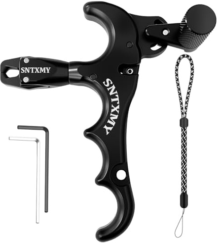 sntxmy Bow Release for Compound Bow, Archery Release Trigger, Compound Bow Release, Thumb Release. (4 Finger Bow Release, Black)