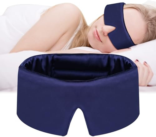 ACWOO Silk Sleep Mask, Super Soft and Comfortable Silk Eye Mask, Light-Blackout Sleep Aid Eye Mask, Blocks Light Eye Sleep Shade Cover for Men, Women, Nap, Travel, Gifts, Meditation, Shift Work