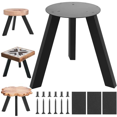 NXN-HOME 19 inch Round Plate Table Base Legs, Coffee Table Legs, Bench Metal Legs, Mid Century Home DIY Projects Black Furniture Legs(19”H x 14”W)