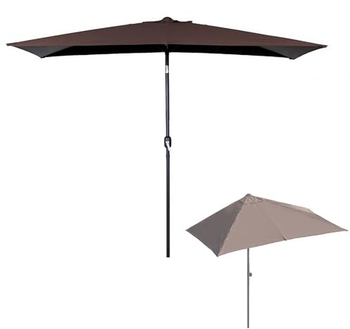 Media Sombrilla Parasol para Pared de Jardín con Manivela de Terraza Exterior Protección UV 200/250cm (Color : Brown, Size : 200x100cm)