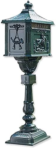 LXTIN Wall Mounted Galvanised Steel Weatherproof Post Boxes European Mailbox Floor-Standing Retro Creative Magazine Box Outdoor Decoration Cast Aluminum Does Postbox Letter Box Outdoor