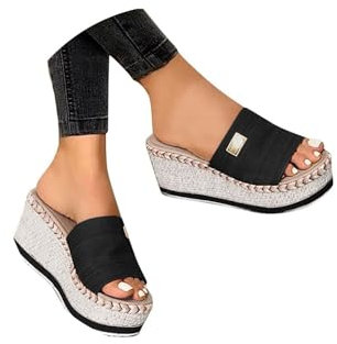 Sandalias Mujer Verano Con Cuña Plataforma De Vestir Alpargatas Chanclas Ortopédicas Comodas Playa Antideslizantes Esparto Sandalia Elegantes Tacon Moda Punta Abierta Zapatos Piscina Sandalias Baratas