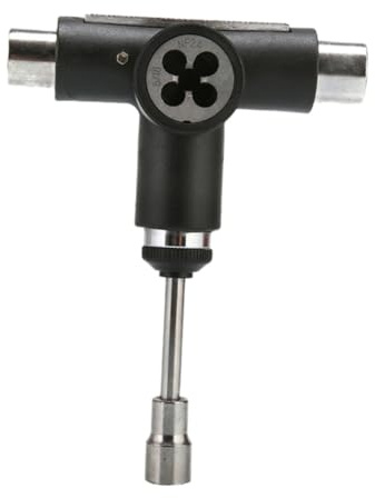 MUSISALY One Multifunktionales Tragbares Skateboard T-Werkzeug aus Stahl und Abs Skate Tool für Skateboards Longboards Mini und Cruiser Leicht und Robust Schwarz