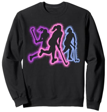 Hockeyspieler Silhouetten Mädchen Kinder Feldhockey Sweatshirt