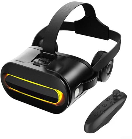VR-headset för mobiltelefon, 3D-uppslukande glasögon för iOS för Android-telefoner, snygg svart/vit för mobilspel och videotittning (svart)