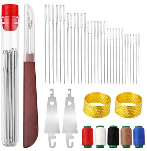 41 Piezas Kit Costura, Sewing Kit, Agujas de Coser a Mano, Set Costura Básico, Kit de Costura Portátil, Juego de Agujas de Acero de Ojo Grande para Principiantes y Entusiastas del Bricolaje
