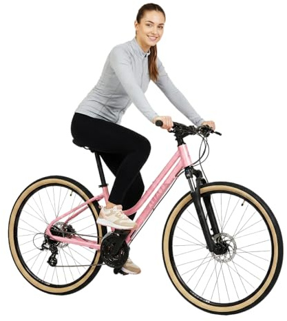 ATTABO Sano 3.0 28 Bicicleta de montaña para Mujer, Aluminio Ligero 6061, Bicicleta de Trekking con 24 velocidades Shimano, Horquilla de suspensión SR Suntour, Frenos de Disco hidráulicos, Cuadro de