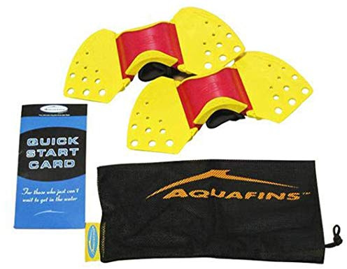TheraBand Aquafins Aquatic Exercise Kit For Water Resistance Training for Upper/Lower Body, Pool Physical Therapy, Water Aerobics Equipment, 2 Fins, Mesh Bag, and Quick Start Exercise Instructions