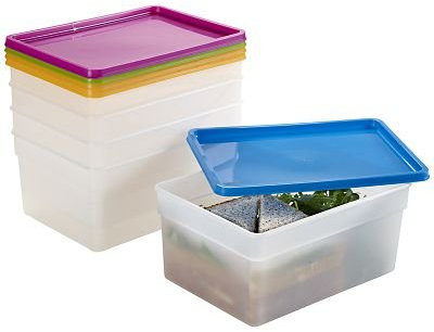 lakeland 5 Stack a Boxes Food Storage Containers 2.5L – Colourful Lids Long Lasting Nest When Empty