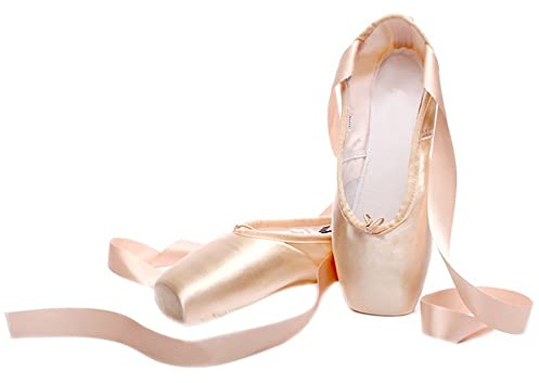 BININBOX Balett spetsskor för nybörjare satin professionella dansskor ballerina med sydda band för kvinnor flickor, - ROSA - 36 EU
