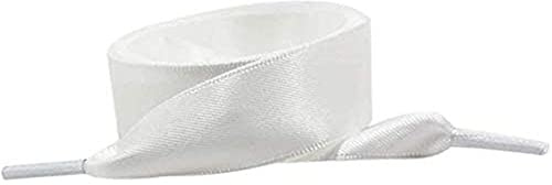 GIVBRO Lacci a Nastro in Raso, Bianchi, 80 x 2 cm, 1 Paio | Lacci piatti e larghi per sneakers, scarpe sportive, stivali e altre scarpe con lacci; per adulti e bambini