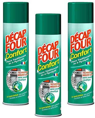 Decap Four Lot de 3 Aérosols 500 ml Nettoyant Ménager pour Fours traditionnels ou à Pyrolyse Mousse