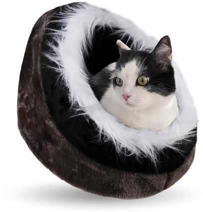 Crea ZAIRA - Cuccia per gatti Morbida Calda Lettino casa Letto Igloo Interno casetta cuccetta Chiusa per Gatto, Cani Piccoli, lettino Cuccioli.Nicchia nido per Gatti. (GRIGIO)
