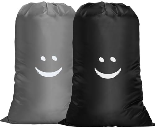 Flintronic Wäschesack Fehlerfrei, Wasserdicht Reisewaschebeutel, Schmutzwäsche-Wäschesammler, Großer Stauraum-Reiseaufbewahrungstasche, 61x91 cm (Schwarz+Grau)