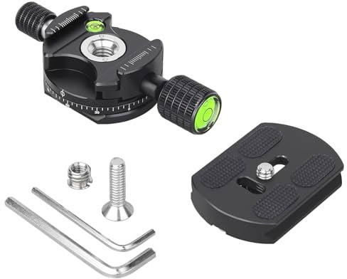 ARTCISE Testa panoramica a 360 ° e piastra in stile svizzero Arca staccabile con piastra a sgancio rapido per fotocamere DSLR con cursore monopiede con treppiede a testa a sfera, carico massimo 15 kg