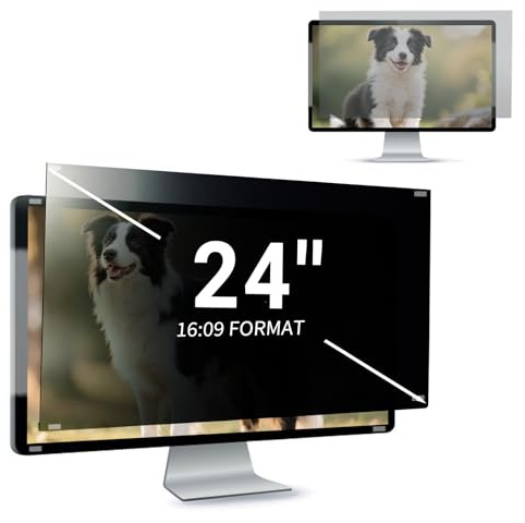 EliWhale Filtre de Confidentialité 24 Pouces pour écran d’ordinateur – Film écran PC amovible – Protection d’écran anti-lumière bleue et anti-éblouissement – Moniteur 16:9 (53,1 x 29,9 cm)