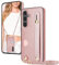 Ysnzaq Portefeuille Coque pour Samsung Galaxy S25 avec Cordon de Collier, Antichoc Cuir PU Housse avec [Porte-Cartes de crédit] [Béquille] Coque pour Samsung S25.ZY Rose Gold