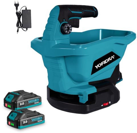 Yofidra Akku Düngerstreuer - Tragbar Elektrische Streuwagen Rasen, 3.3L Streuwagen mit 5m Streubreite, 6 Geschwindigkeiten, 8 Streustufen, 800m² Flächenleistung, Handstreuer für Saatgut Rasendünger