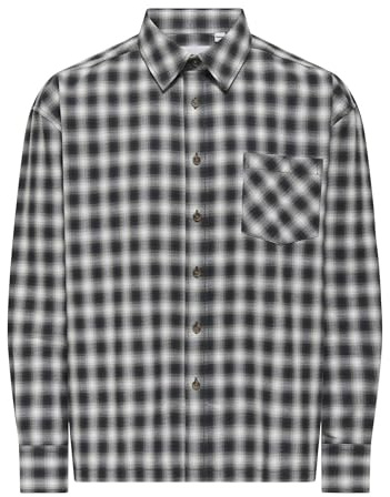 ONLY & SONS Onselliot Relaxed Cropped LS Shirt 0384 0384-Maglietta a Maniche Corte, Gessato Grigio, S Uomo