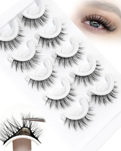 Pre Glued Ciglia Finte Anime Lashes Stick on Eyelashes Self Adhesive Lashes Natural Look Lash Extensions Soft and Lightweight 5 Pairs by Obeyalash (3Df036)