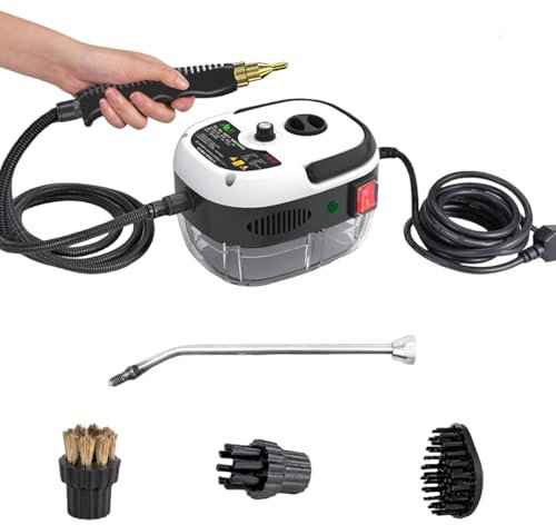 dijiusidy 2500W Nettoyeur Vapeur, 6 Vitesses Réglables, 3BAR Nettoyeur Vapeur Portatif avec 3 Têtes de Brosse, Nettoyeur Vaporisateur Pour Nettoyer les Meubles de Cuisine et de Salle de Bain, Blanc