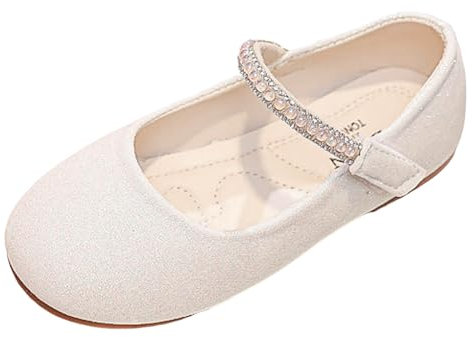 Ballerinas Für Mädchen Kinder Elegante Kinderschuhe rutschfest Mary Jane Tanzschuhe Sandalen Lauflernschuhe Weiß 33