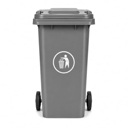 BURAKH Recycling Wheelie Bin Dustbin Rubbish Waste Trash Kitchen Home Office 100L 120L EN840 | Outdoor Rubbish Waste with Wheels | Recycling Food Dustbin (Grey, 120L)