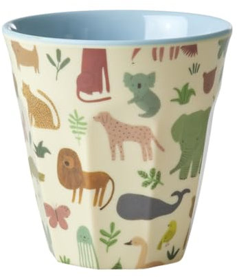 Rice Gobelet en mélamine taille moyenne – Motif jungle bleu – Gobelet pour enfant – Vaisselle de camping – Gobelets en mélamine incassable, sans BPA, 250 ml