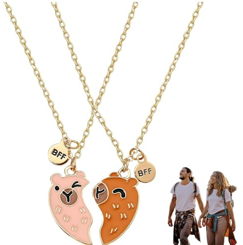 oooaooo 2 unidades Cabybara Cadena de la Amistad para 2 niñas, Cadena de la Amistad para 2, Cadenas de Amistad Kapibara Cabibara Cabibara Best Friends Cadena Capybara Capabara Regalos