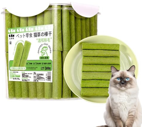 Kattgräs tandsprickningspinne – 80 st kattgräs godis | Caat Graass Sticks Molar Rod | Ätbara leksaker husdjurstillbehör för kattunge vård borttagning öka aptiten dålig andedräkt inomhuslek