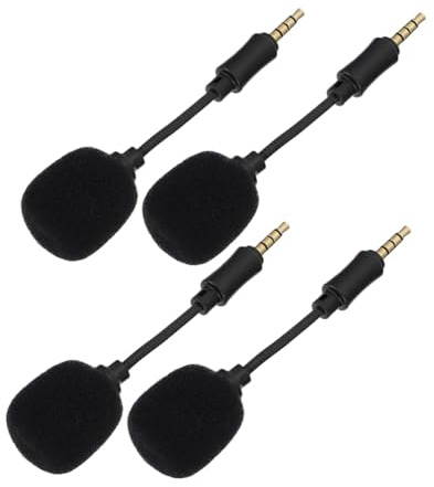 DECOMELODY Micrófono Portátil Cancelación De Ruido, Mini, Conexión Trrs para Grabación y Transmisión, Color Negro, 4 Unidades, Compatible Teléfono Móvil y Ordenador, Adecuado para Streaming y Karaoke