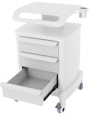 Carrello per salone di bellezza- da 30 kg, carrello per spa su ruote, carrello per riporre strumenti di bellezza, Carrello cosmetico con ruote e 3 cassetti