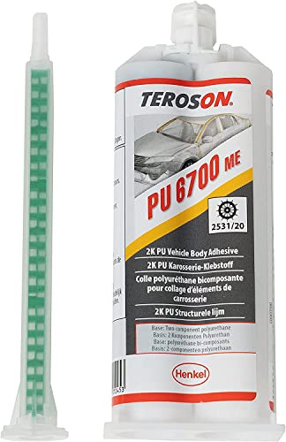 Teroson PU 6700 ME, 2 Part Metal Adhesive for Bonding of Stainless Steel, Aluminium and More, 2 Component Glue for Car Body Repair, 50ml
