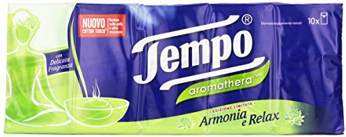Tempo - Aromathera Fazzoletti 4 Veli, Armonia e Relax - 10 Pacchetti da 9 Fazzoletti