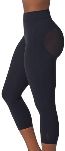 Leonisa Seamless Shapewear High-Waisted Butt Lifting Capri or Shaper Shorts Thigh Slimmer Girdle for Women Tummy Control, Black, Large