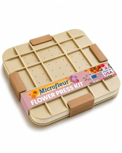Microfleur Flower Preservation Press Kit, Portable Quick & Easy for Pressed Flowers, Craft Flower Press Kit, Pressing Dry Bouquet & Leaf, Washable Cloth for Lasting Color Fits Most Microwave, 9 23 cm